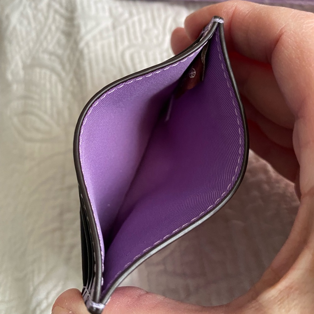 NWOT Coach Wristlet Wallet & Card Case Signature Canvas Silver/Iris Purple Zip - Picture 7 of 8